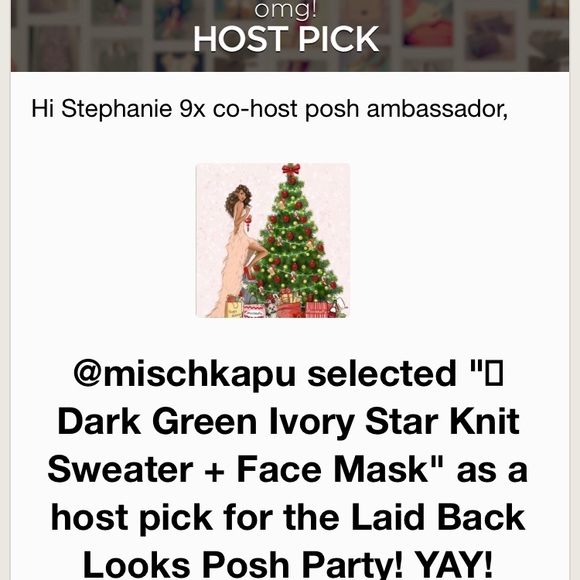 ~HP~ Boutique Hunter Green Star Covered Sweater + Bonus Matching Mask - Picture 15 of 15